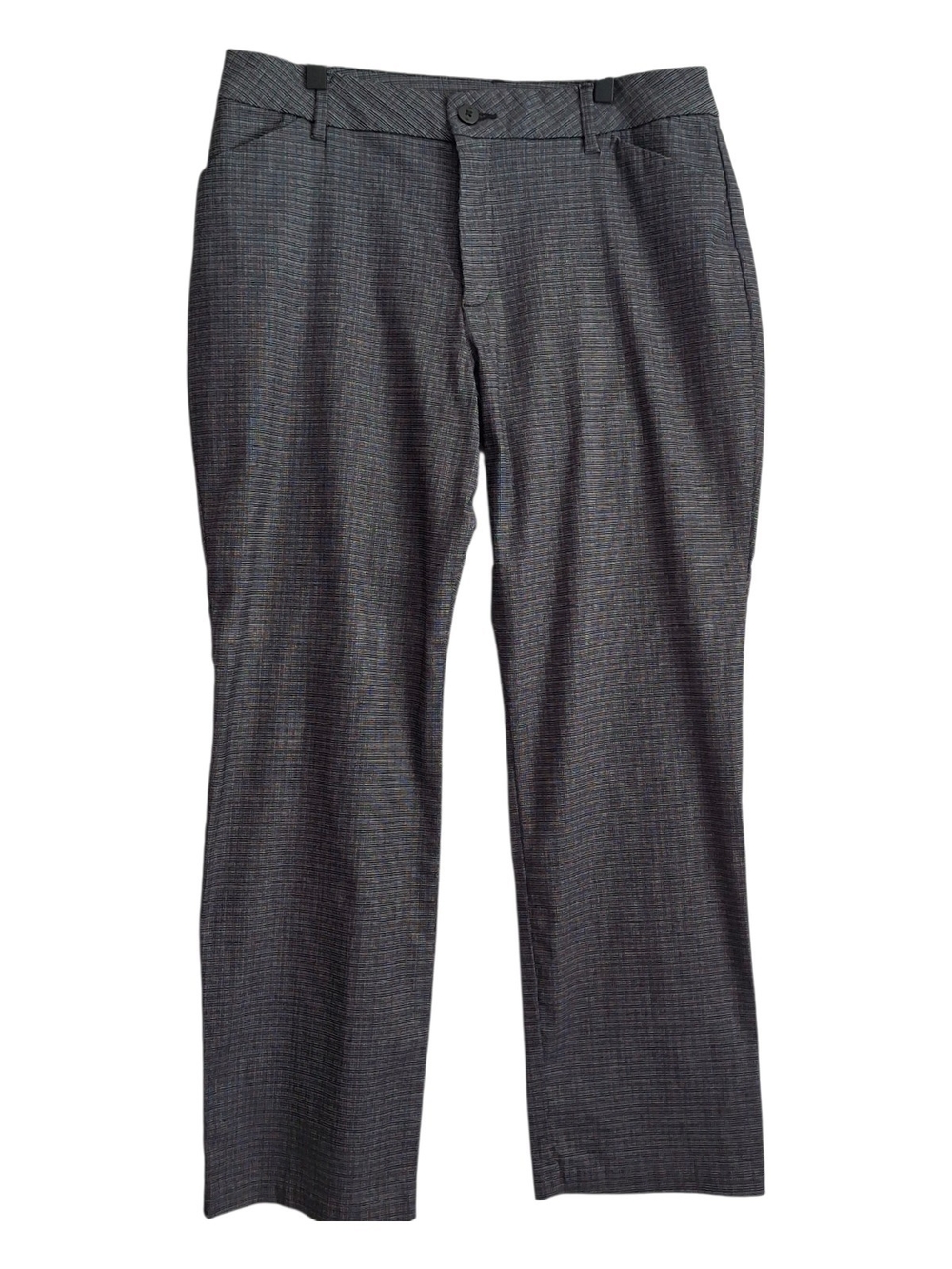 Wrinkle Free Lee Straight Leg Pants in Black & White, Relaxed Fit, Size 14 Short
